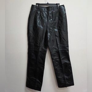 Vintage Together Black 100% Cow Italian Split Leather Pants, Size 14